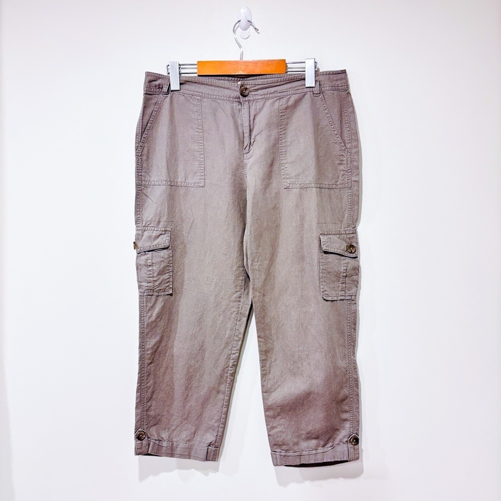 BANANA REPUBLIC Martin Fit lightweight taupe linen cargo‎ pants